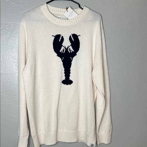 Long Wharf Supply Co. Women’s Ivory Navy Blue Lobster Rockport Seawell Sweater L